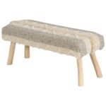 Ahşap Ayaklı Fildişi Gri Bench