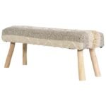 Ahşap Ayaklı Fildişi Gri Bench - Görsel 2